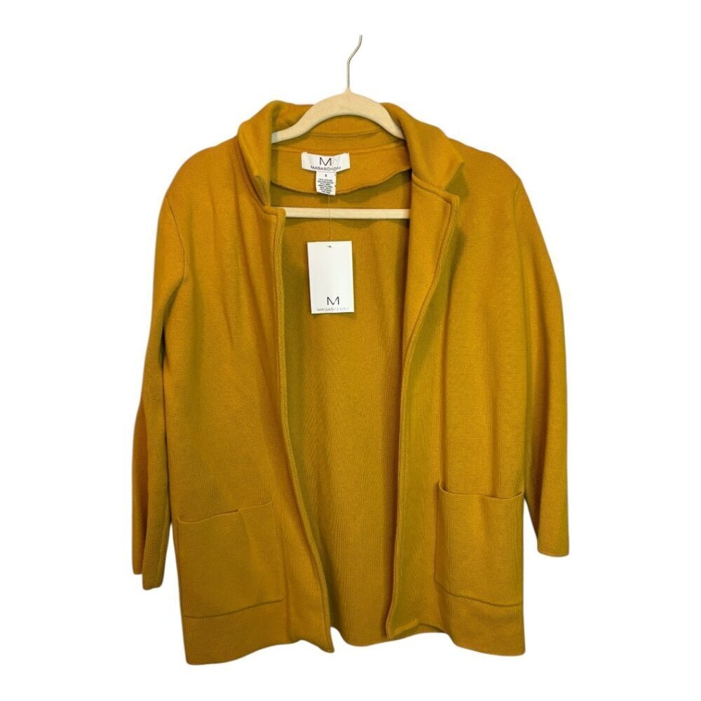 Magaschoni Sweater Women's Size Small cardigan open‎ front yellow gold NEW